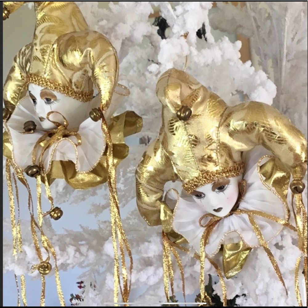 6 Harlequin porcelain doll heads